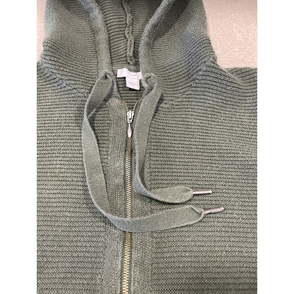 J Jill Sweater/Jacket Women’s Size Small Dark Green Ribbed Hooded Full Zip Up - Picture 10 of 14